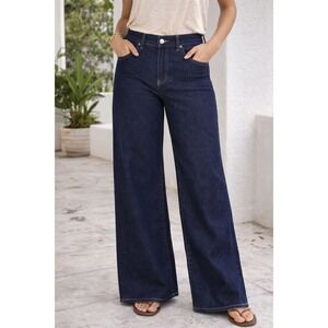 FRAME Le Slim Palazzo High Rise Wide Leg Jeans Rinse Indigo Blue LSP814 Size 32